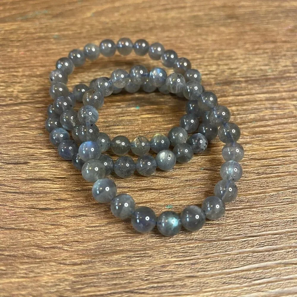 Labradorite high quality super flashy stretch beaded bracelet ONE new handmade
